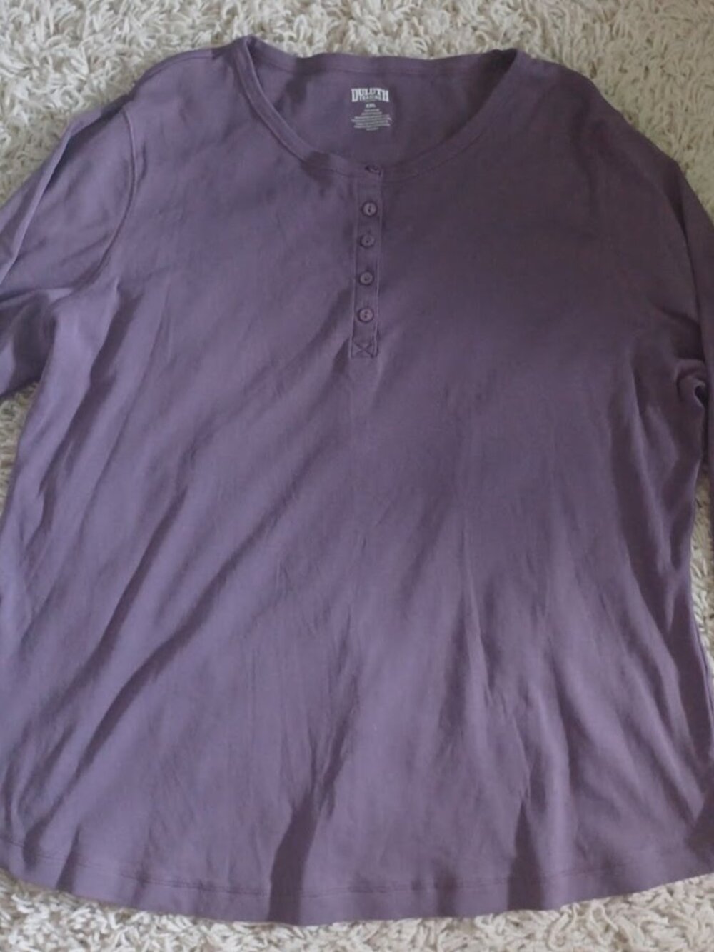 Duluth Trading Co Women's XXL Purple Cotton Long Sleeve Henley Shirt